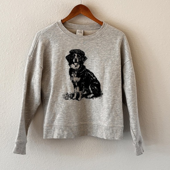Maeve Tops - Anthropologie Maeve Best in Show Dog Sweatshirt Womens S Gray Preppy Chic‎